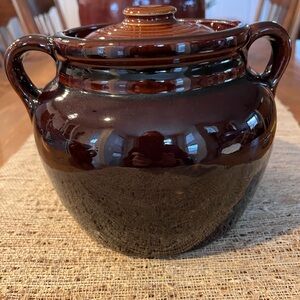 Brown Ceramic Kitchen Storage Jar with Lid